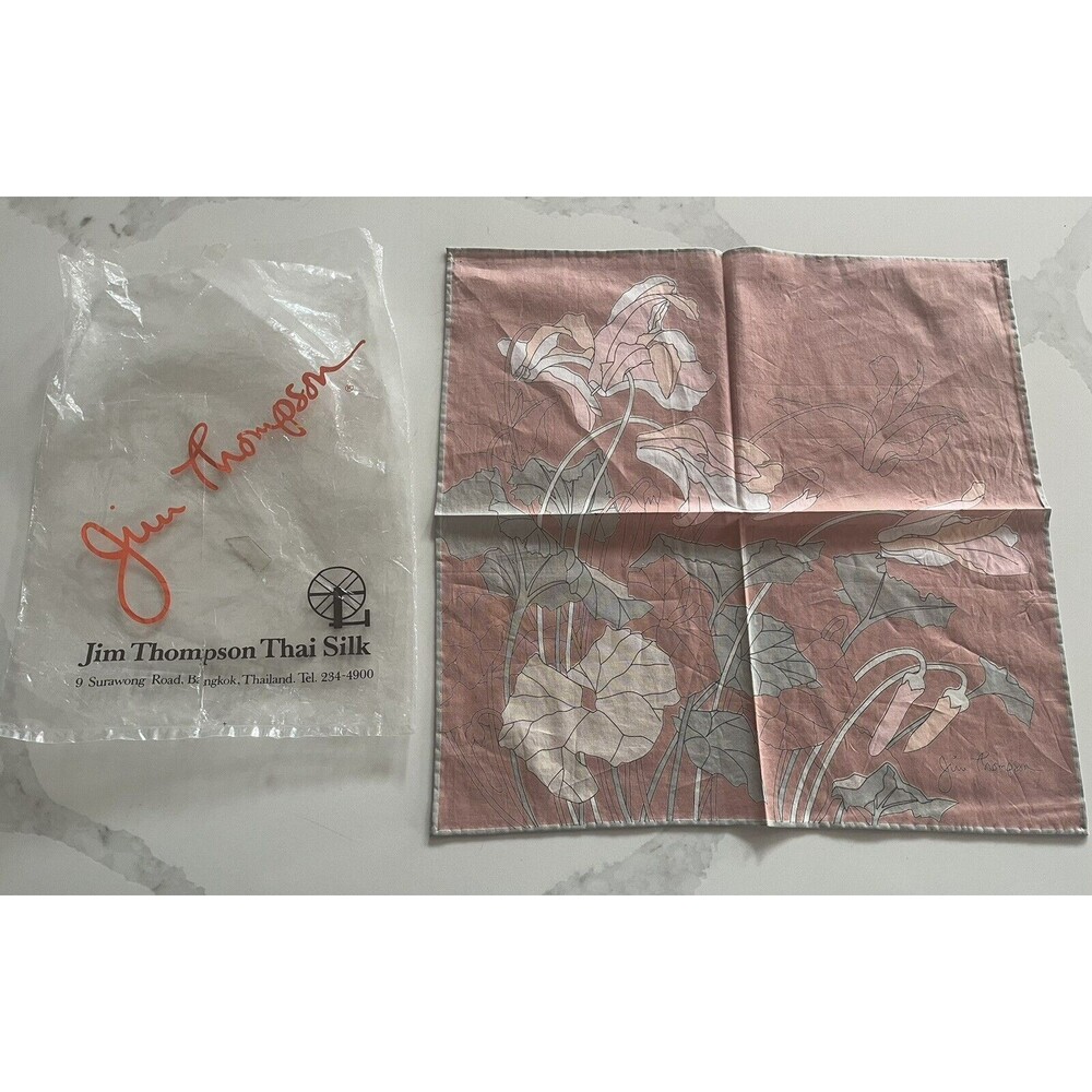 Jim Thompson Thai Sllk Scarf Floral 16 X 16”